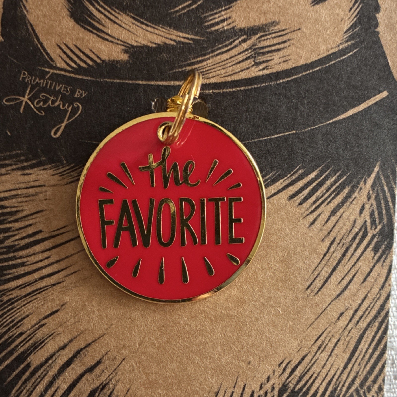 Primitives by Kathy The Favorite Red Metal Enamel Collar Charm Pet Tag 115245
