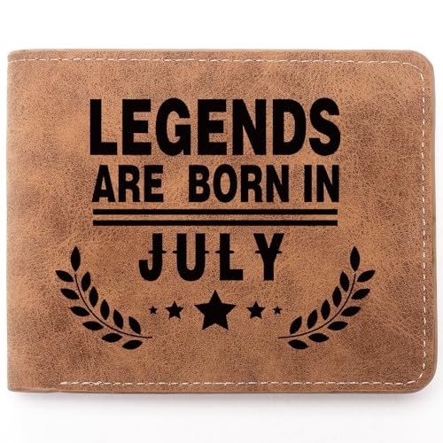 Funny Birthday Gifts,Leather Wallet for Men,Engraved Personalized Leather JULY