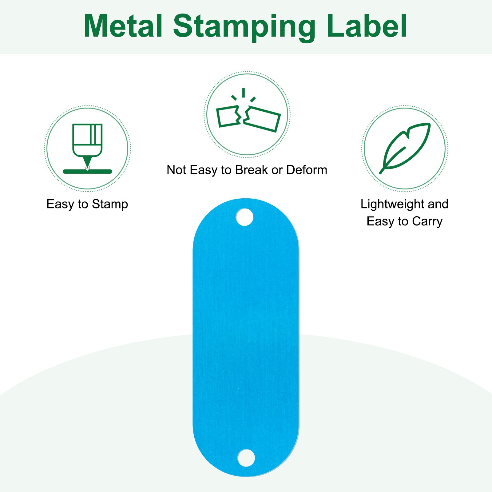 25-Pack 2″ x 0.75″ x 0.04″( L x W x T ) Blank Dog Tags [Lake Blue, 2 Holes]