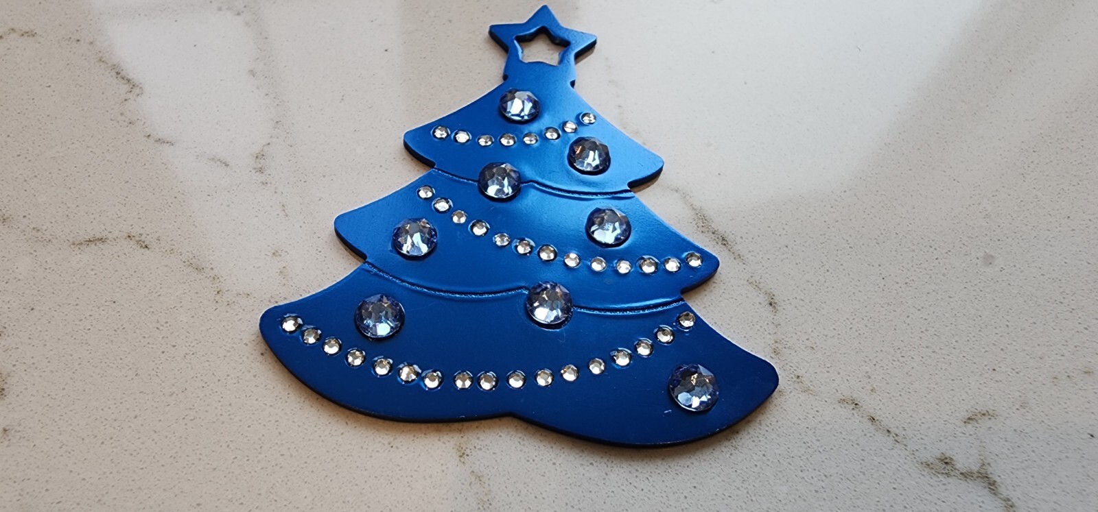 CUSTOM ENGRAVED CHRISTMAS TREE PET TAG ORNAMENT ID TAG with DECORATIVE CRYSTAL