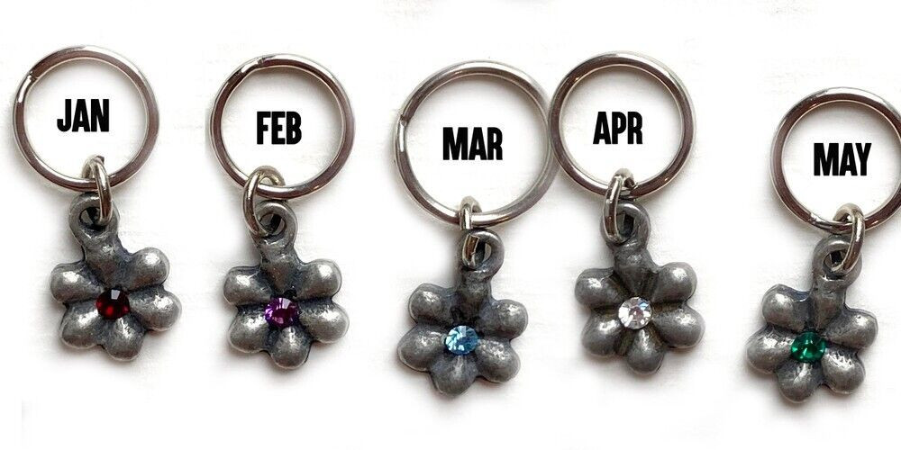 Rhinestone Birthstone Bone or Flower Charm for Dogs, Key Chain, Pet Collar Charm