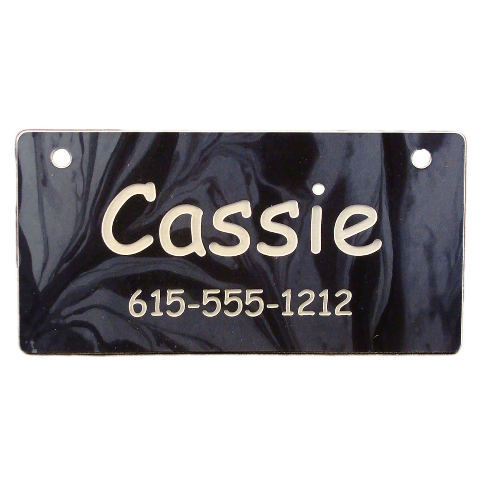 Black Marble Design Personalized 5″ x 2.5″ Dog Crate Tag