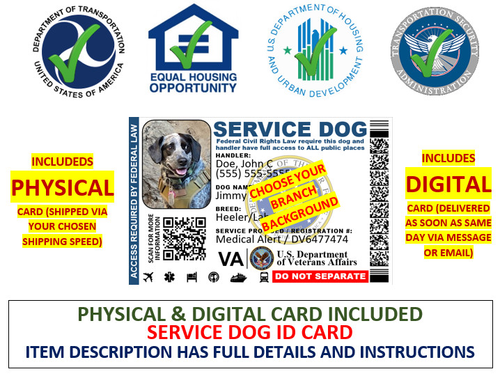 MILITARY VETERAN SERVICE DOG ID DUAL SIDES PHYSICAL & DIGITAL