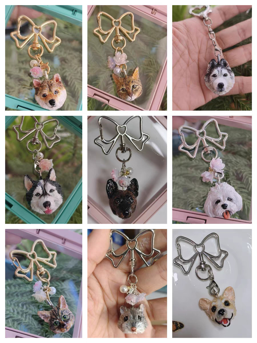 Custom Pet Portrait Bead Mini Charm Handmade Clay Dog Cat Pandora Necklace Gift