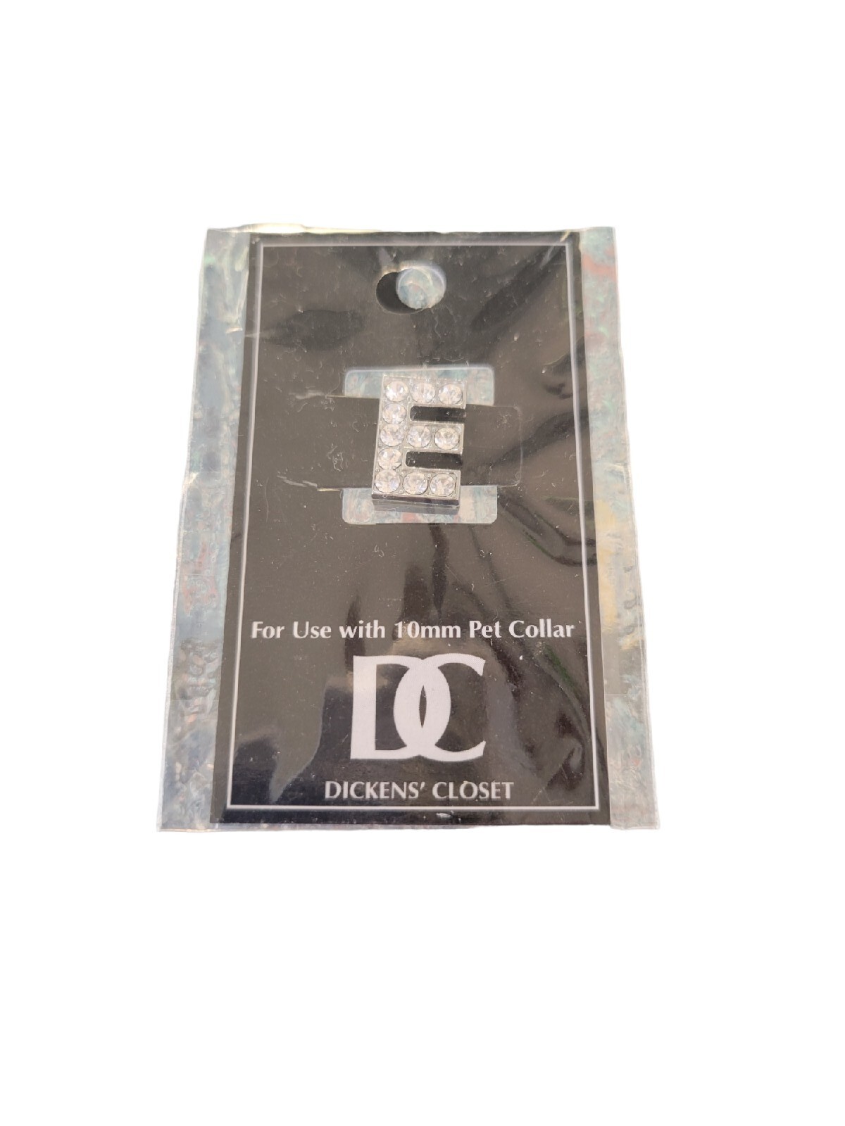 Dickens’ Closet DC 10mm Initial ” E ” Rhinestone Pet Cat Dog Collar Charm Tag