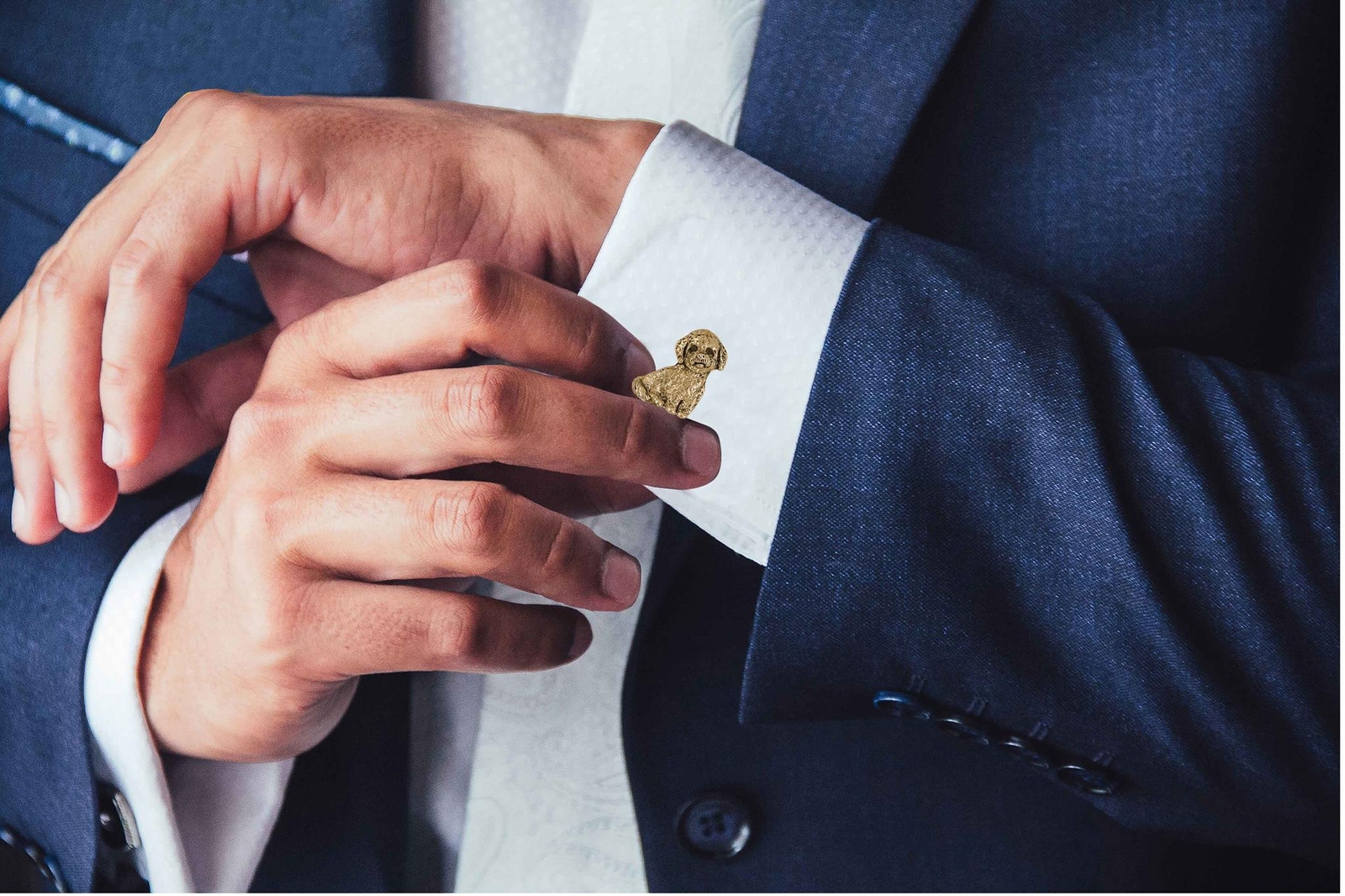 Poochon Cufflinks 14k Gold Vermeil Handmade Bichapoo Jewelry PC1-CLVM