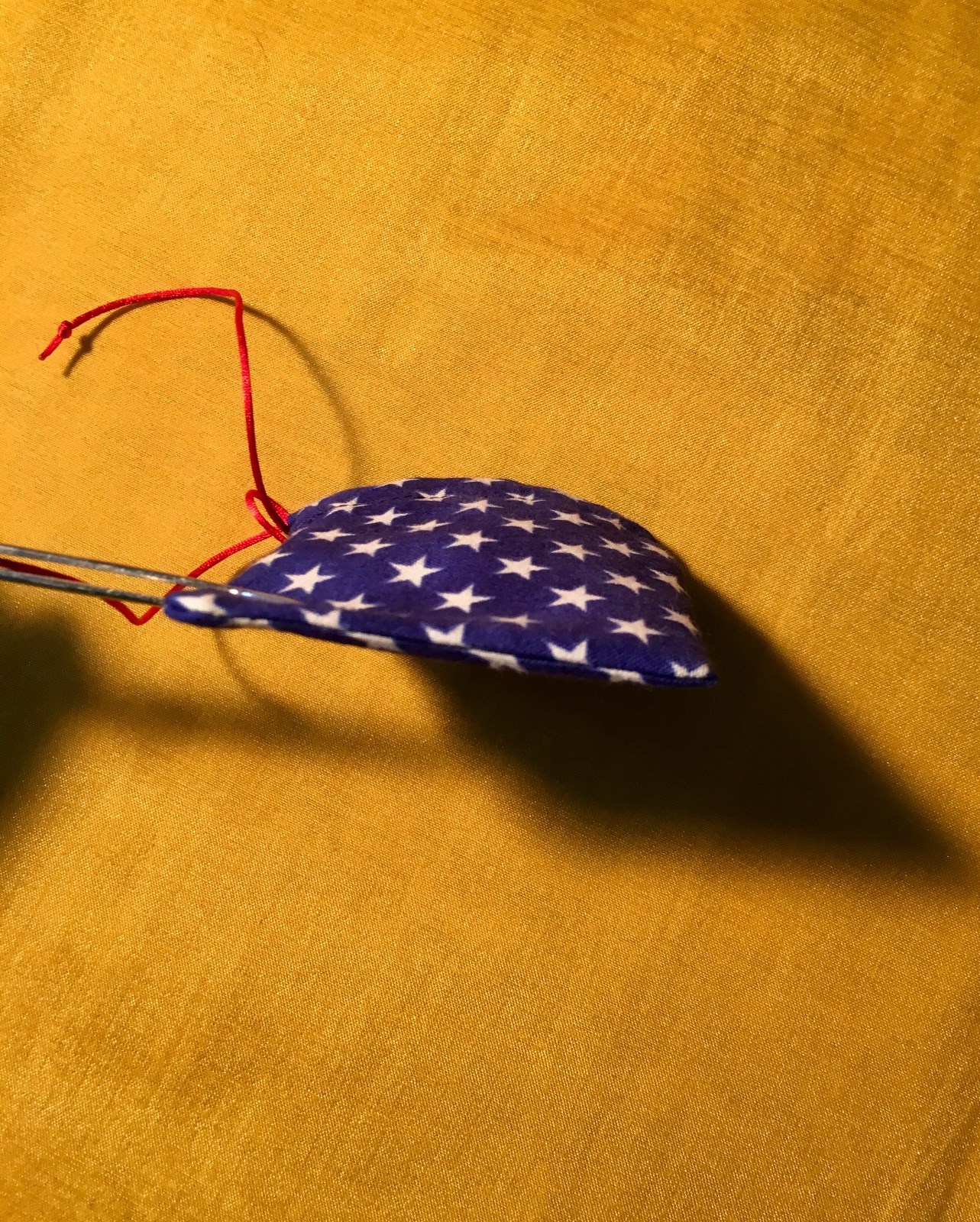 Handmade Dog Cat Flag Tag Bags, Blue with Stars, Patriotic, Covers Collar Tags