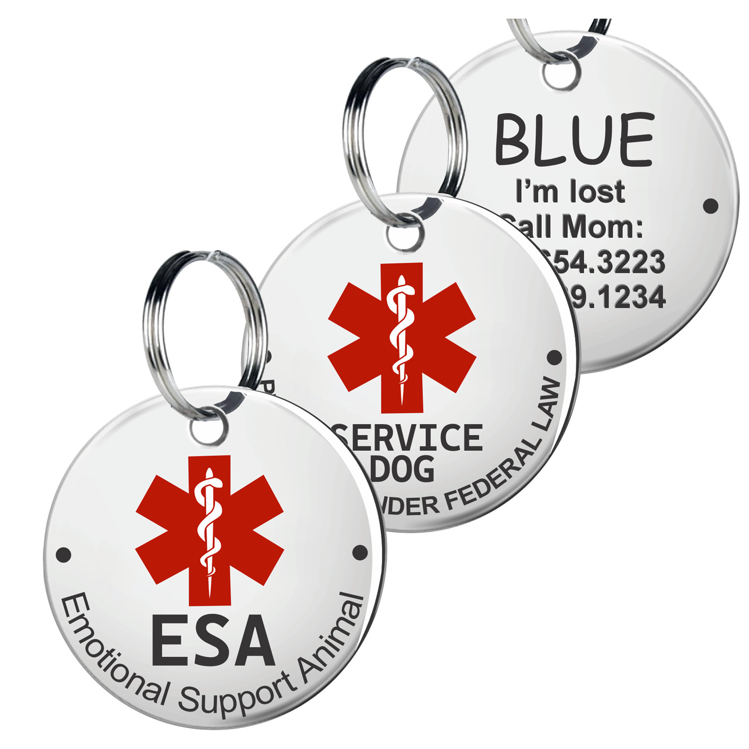 Engraved Personalized Pet ID ESA Tag (Made in USA) Service dog tag, ESA Tag