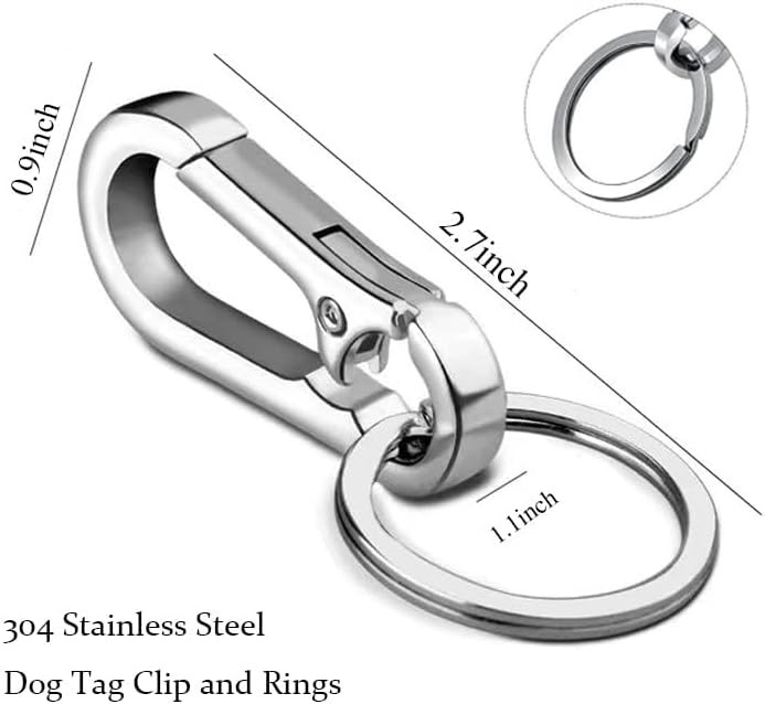 2 Pack Dog Tag Clips, Stainless Steel Heavy Duty Quick Clips with Rings, Easy…