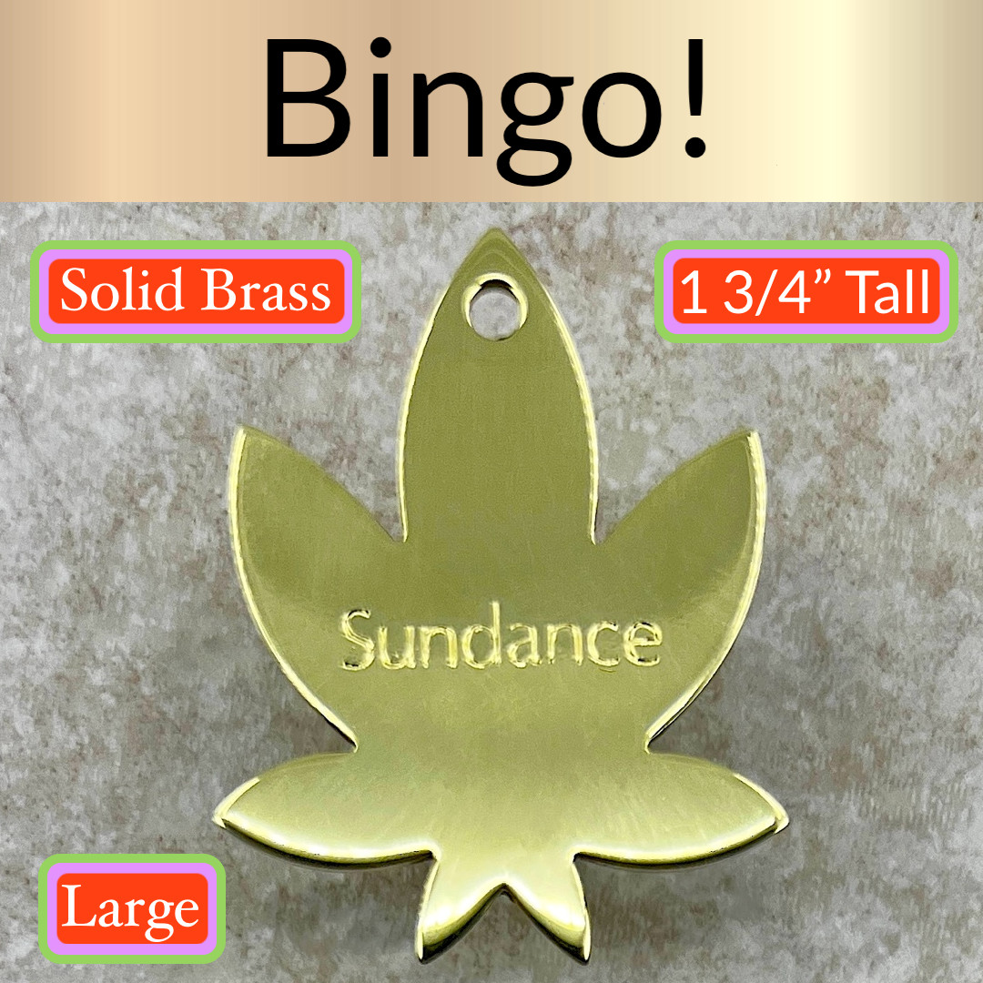Custom Engraved Dog Tags Personalized Dog Collar BRASS Engraved MAPLE LEAF TAG