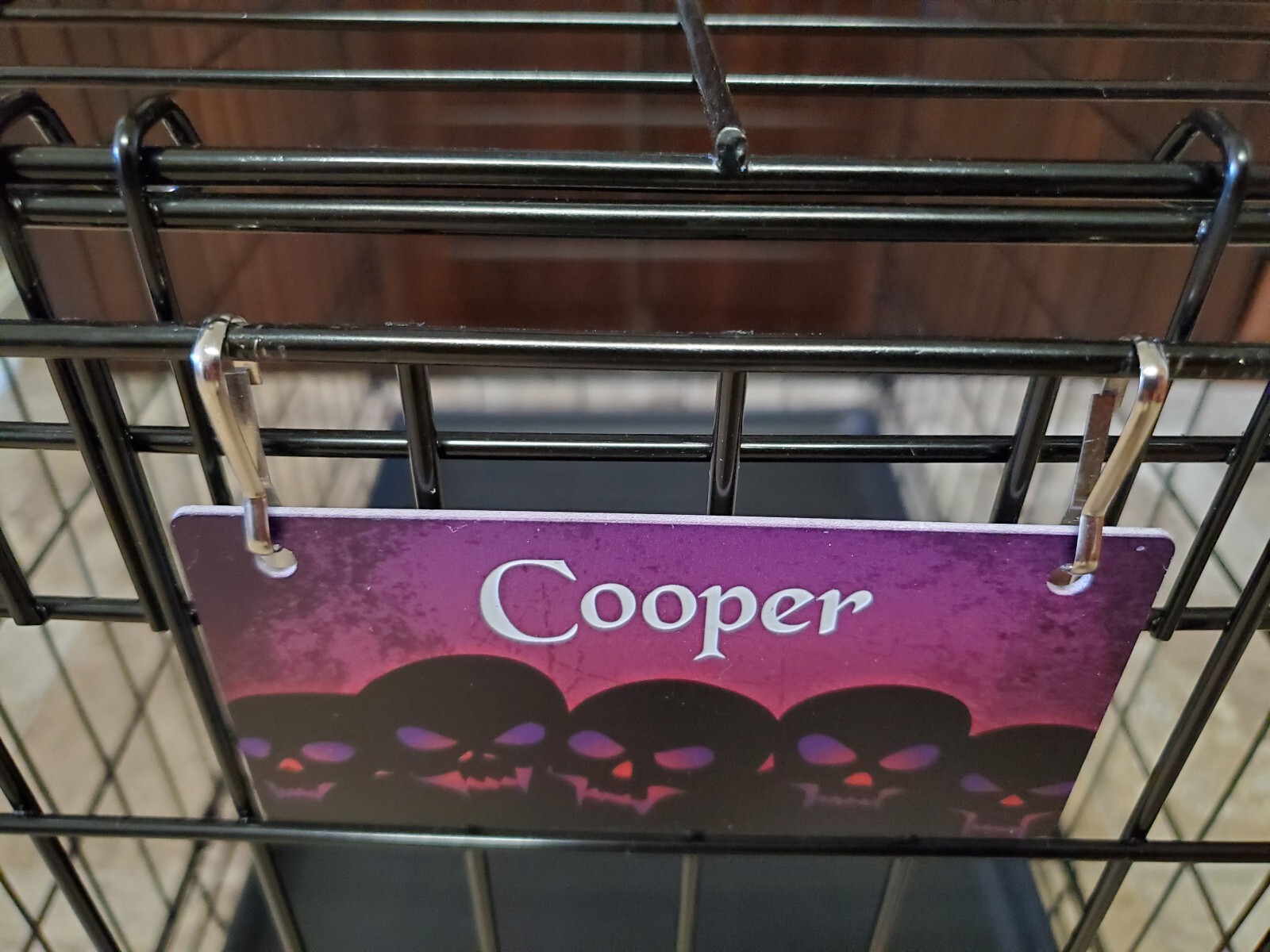 Purple Skulls Design Personalized 5″ x 2.5″ Dog Crate Tag FREE SHIPPING