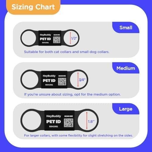 HeyBuddy Slide Series QR Code Smart Pet Tag Stainless Steel Blue