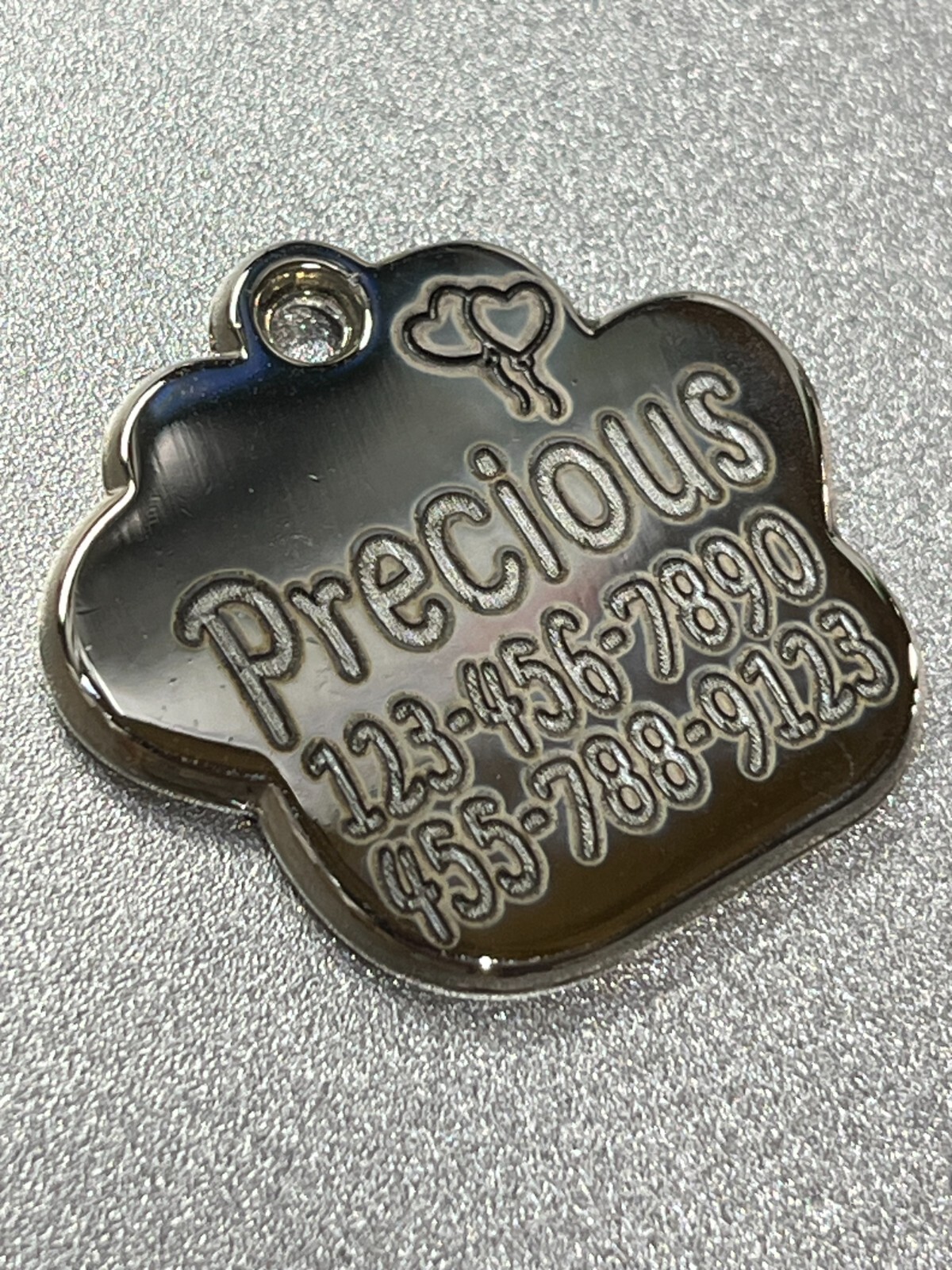 Deep Engraving, Glitter Paw Pet ID Tag, Custom Engraved, Dog Tags Personalized