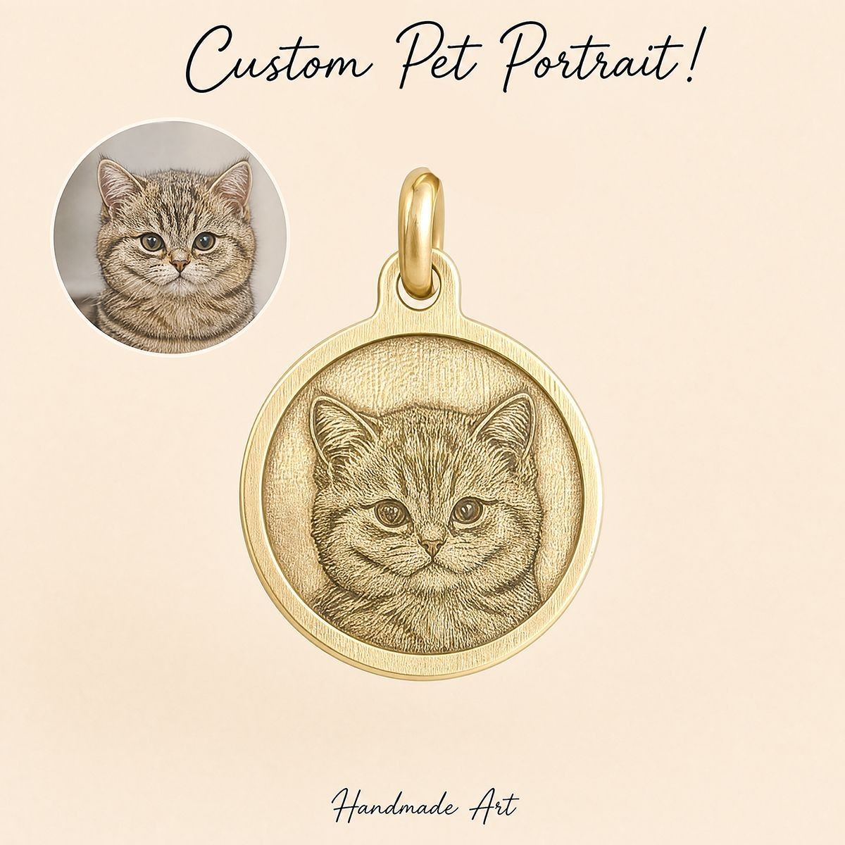 Customed Engraved Pet Portrait, Dog Tag, Cat Tag, Personalized Pet ID Tag