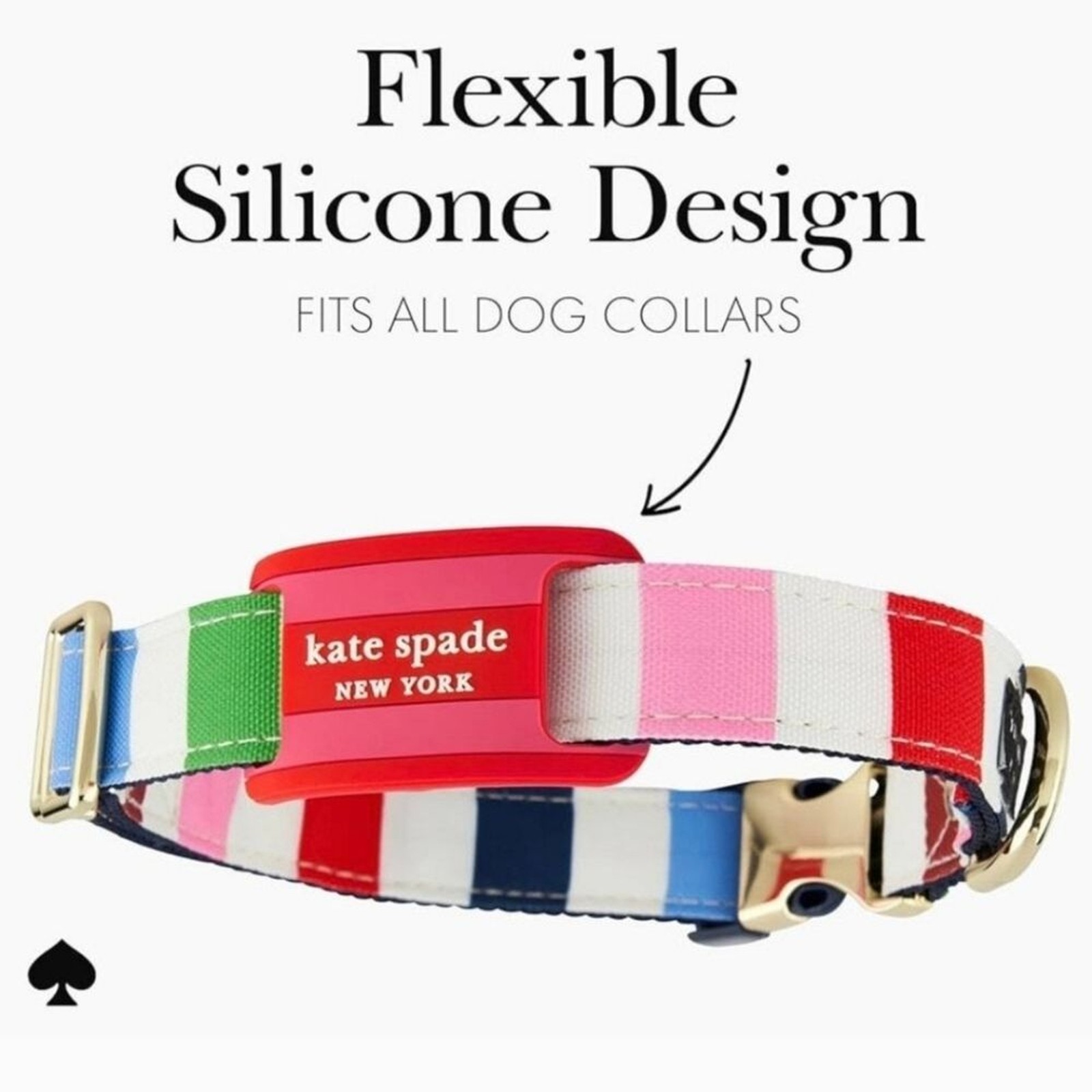 Kate Spade Vibrant Red Dog Collar AirTag Holder NIP