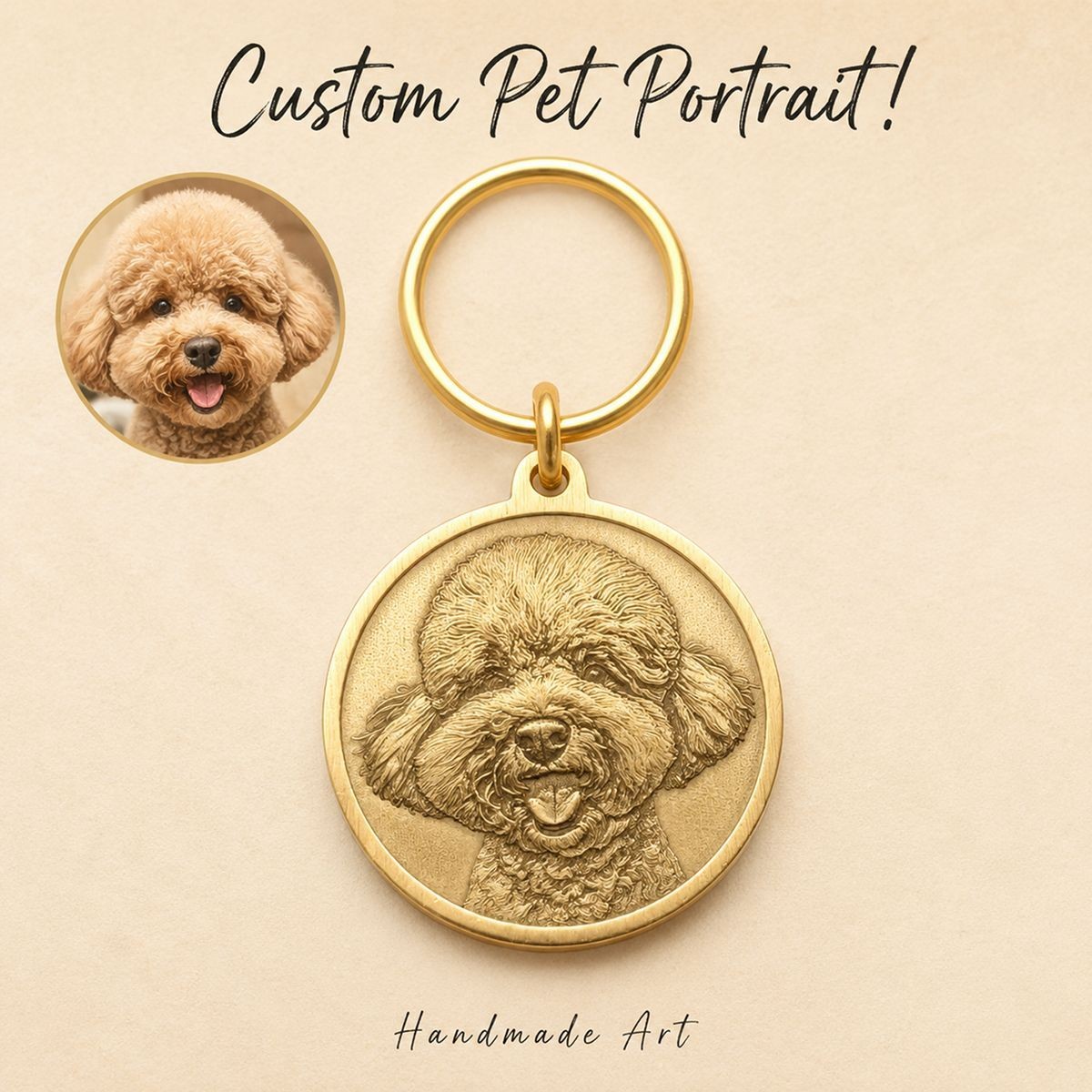 Customed Engraved Pet Portrait, Dog Tag, Cat Tag, Personalized Pet ID Tag