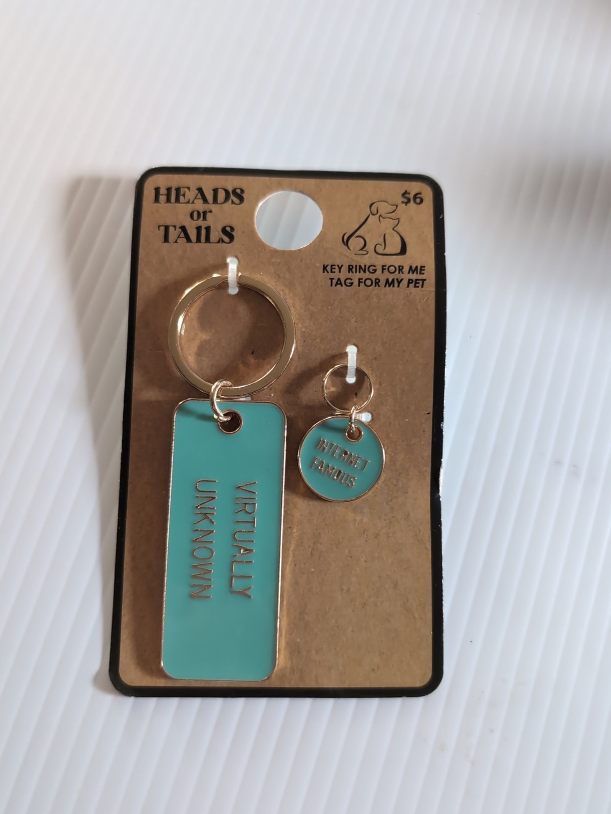 Heads or Tails 2PC Pet Collar Tag with Matching Keychain Set – Virtually Unknown