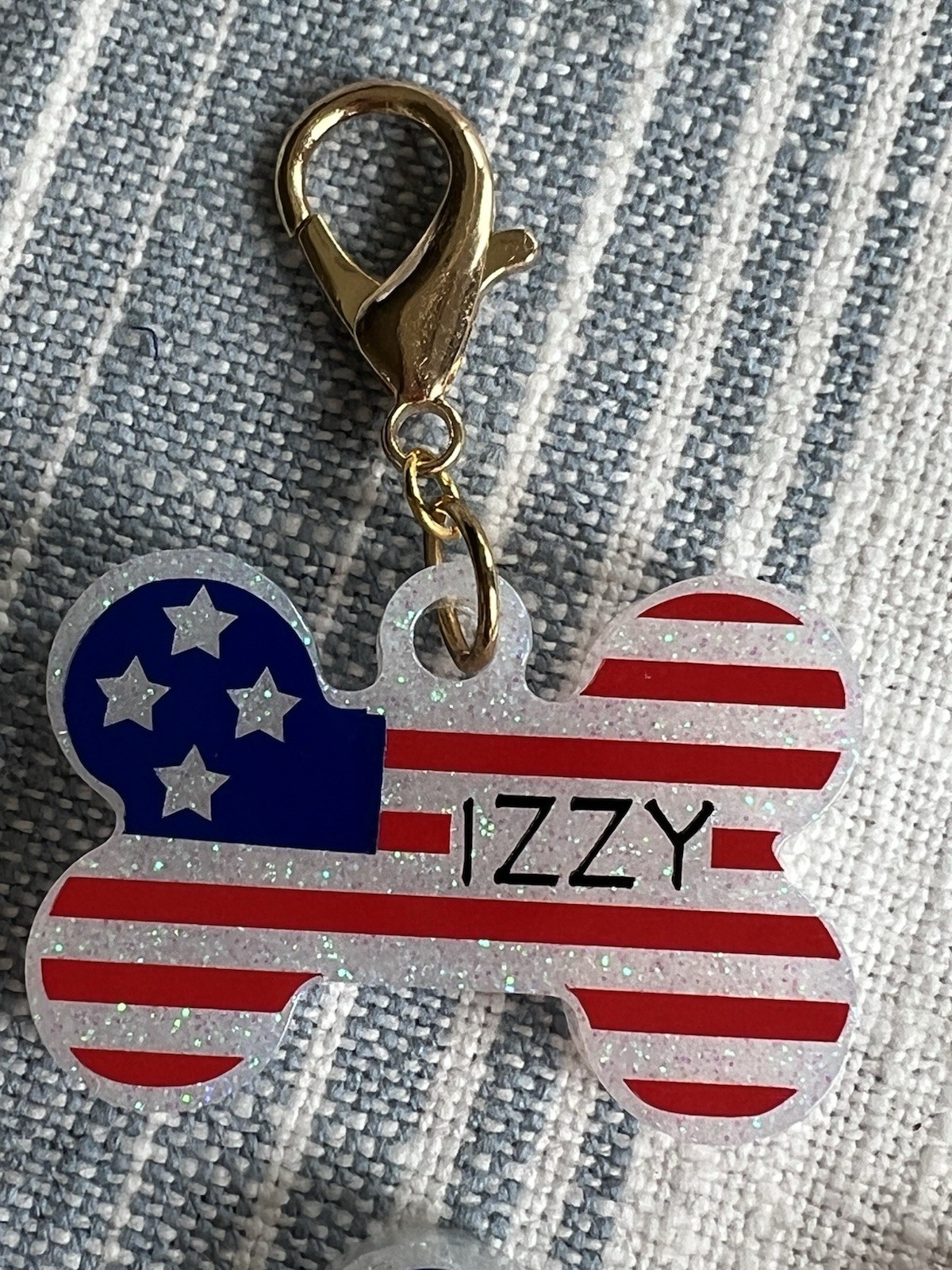 Red, white & Blue Personalized Dog Name Tag