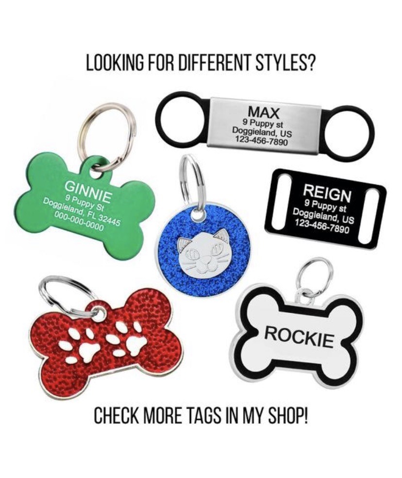 Custom Paw Print Crystals Tag Puppy Dog Engraved Bling Cute Pet ID Sparkling cat