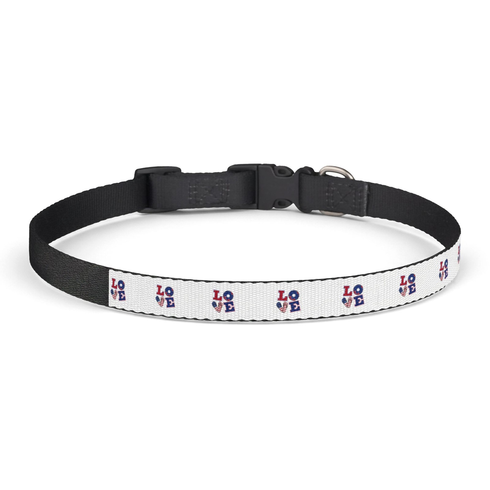Patriotic American Flag LOVE Clip-on Collar | Pet Dog Collar, Red, White, Blue