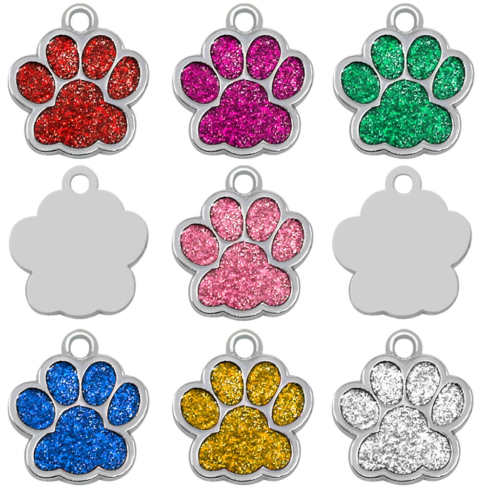 Personalized Dog Tags Engraved Puppy Pet ID Name Collar Tag Paw Glitter+ Whistle