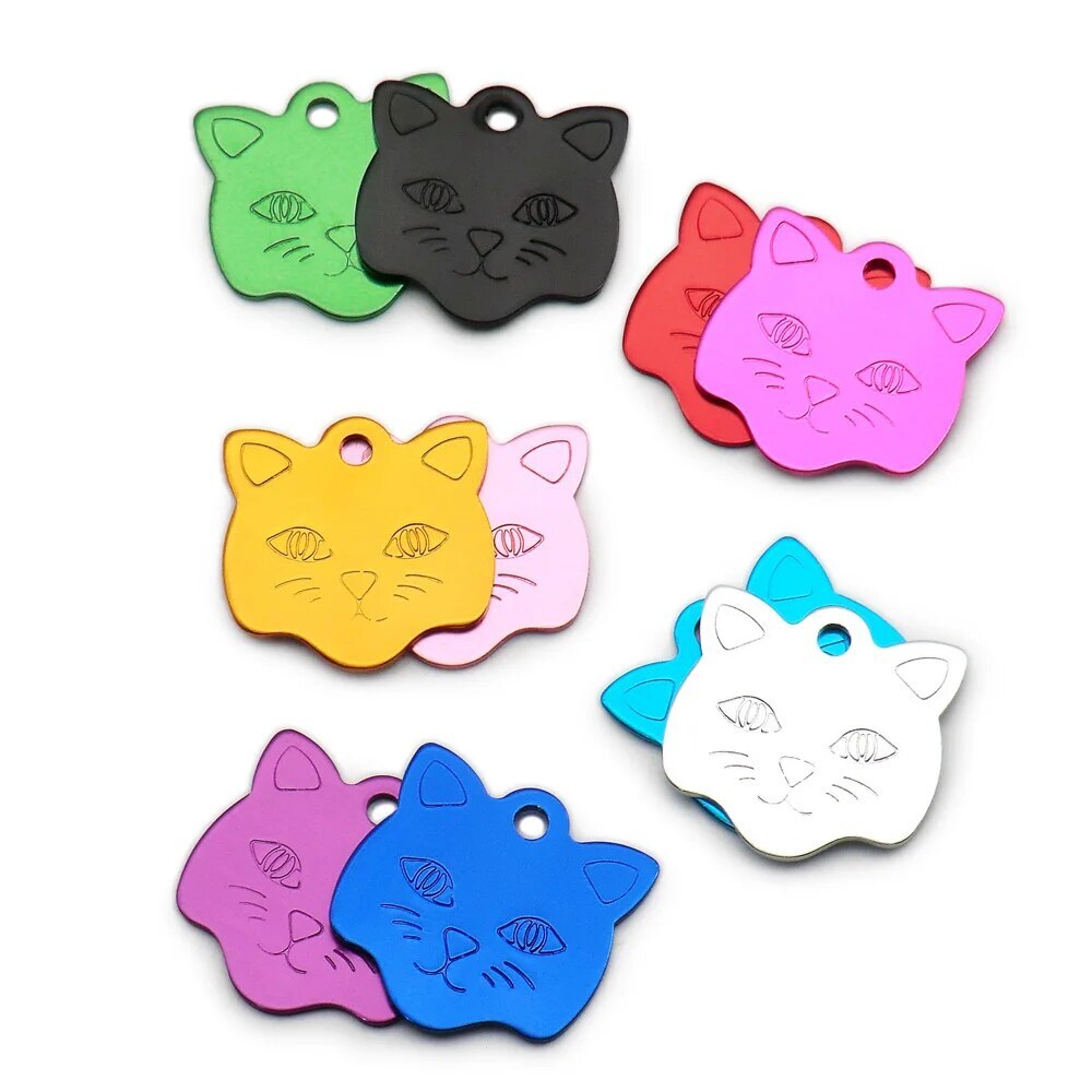 Personalized Beautiful Anodized Aluminum Pet ID Tags Custom For Cat Dog Collars