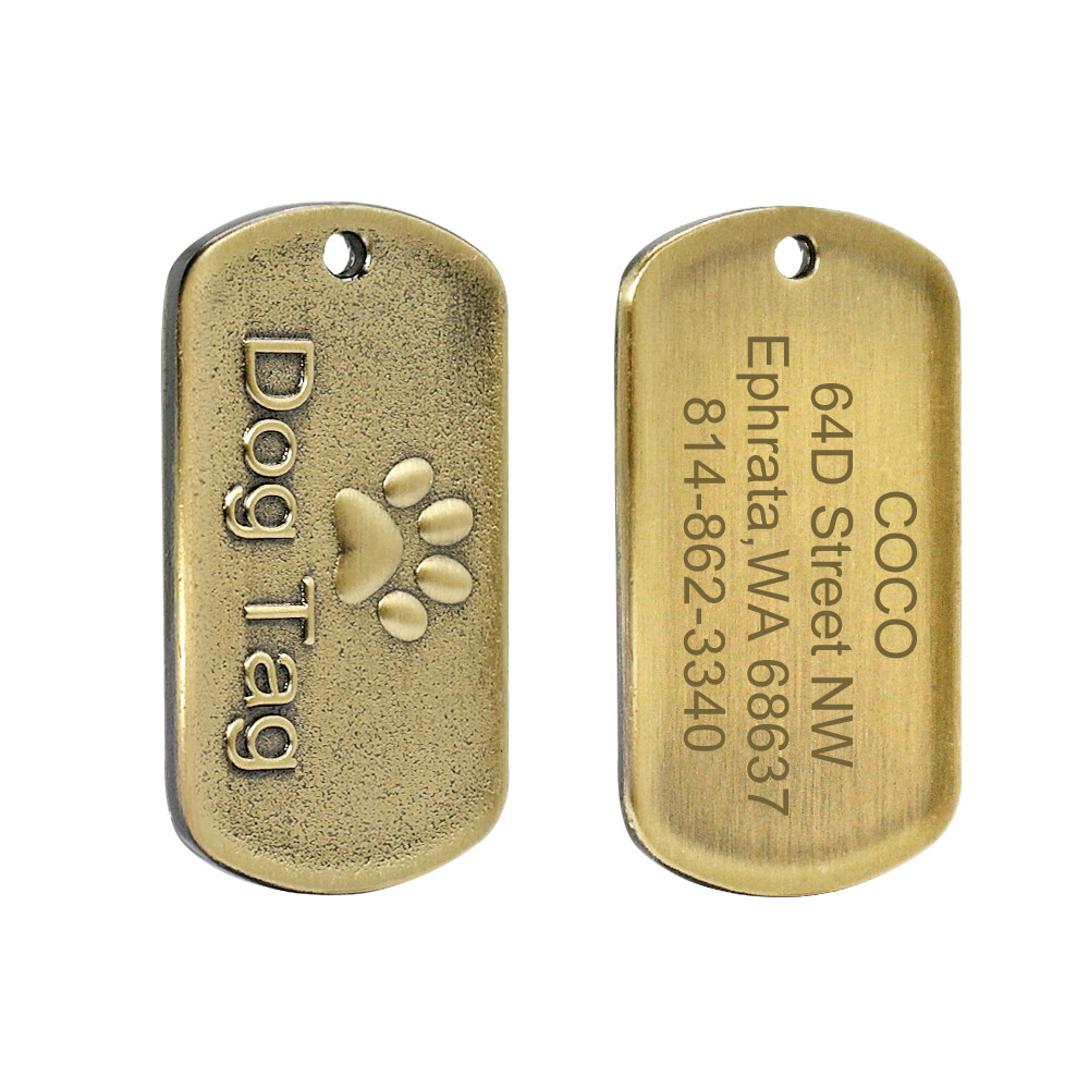 Military Dog Tags Customizable Name ID Collar Tag Engraved Personalized Necklace