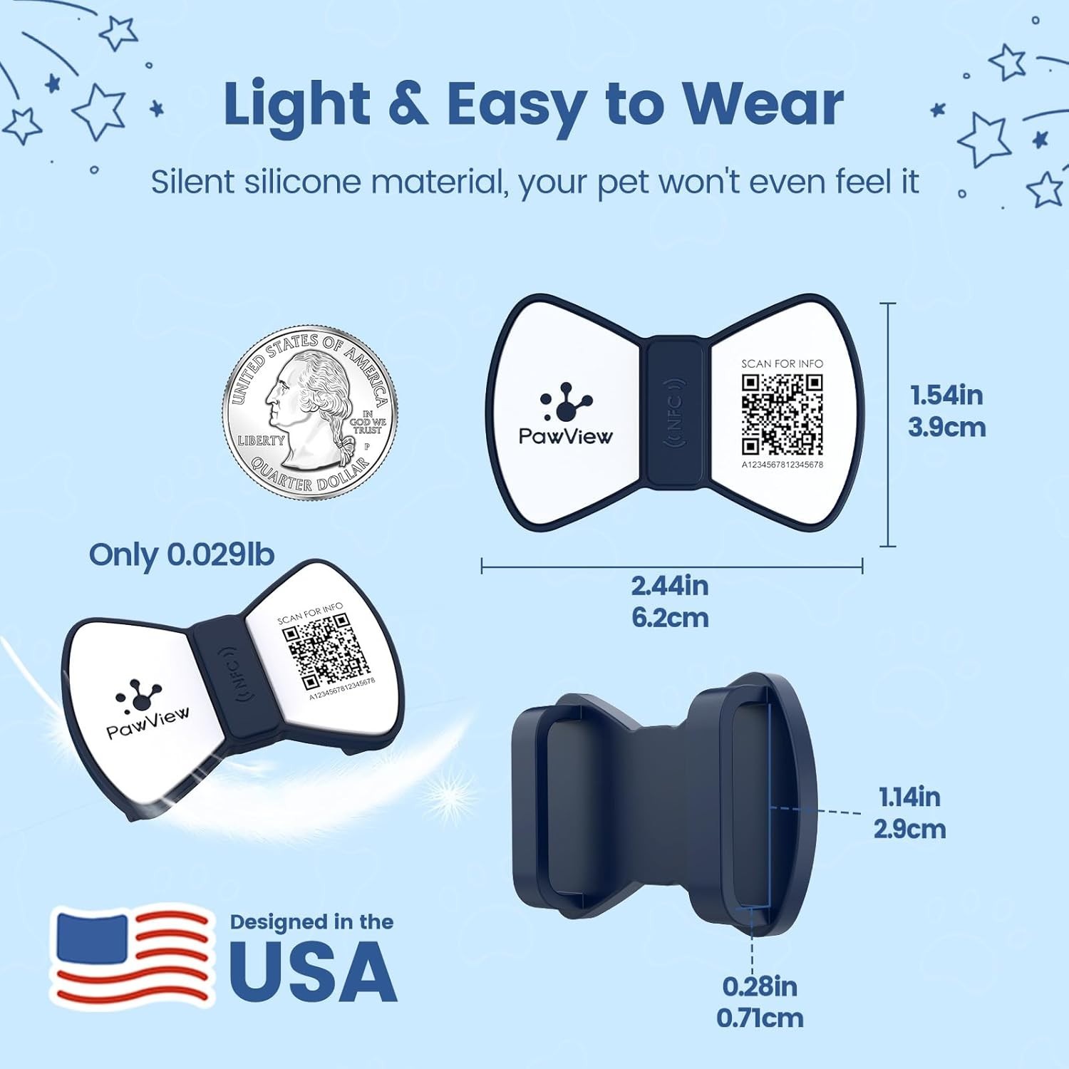 Smart Pet ID Tag, QR Code Dog Tag, No Fee, Waterproof Silent Silicone Pet Nam…