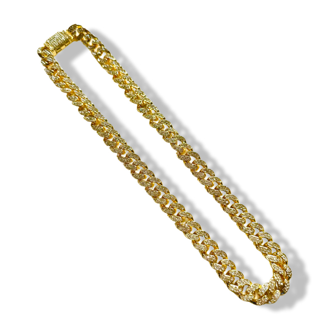 Gold Dog Cuban Chain Collar & Dog Tag Charm-SMALL Dog