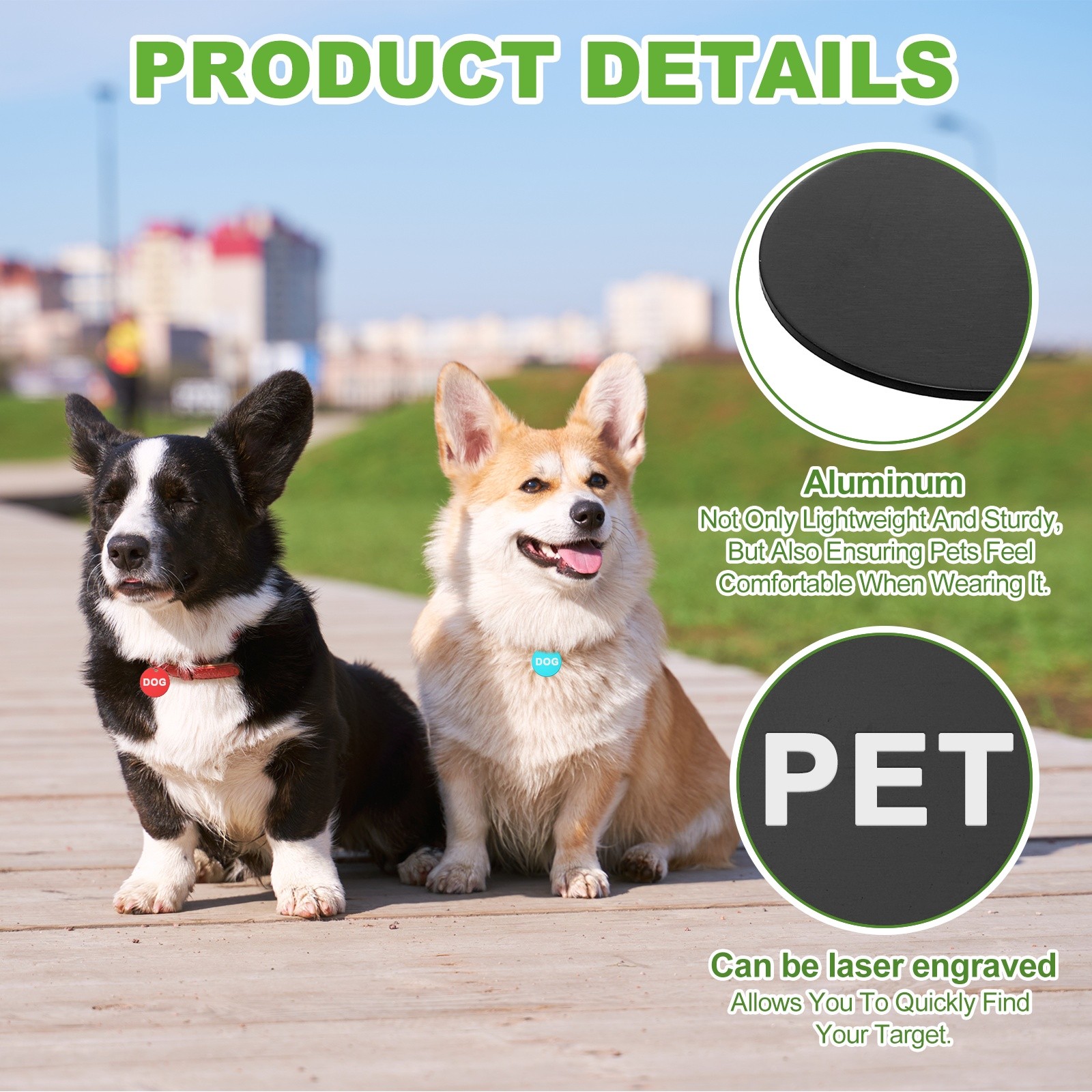 10pcs Dog Pet Tags 25mm Round Aluminum Engraving Blanks Tags, Black