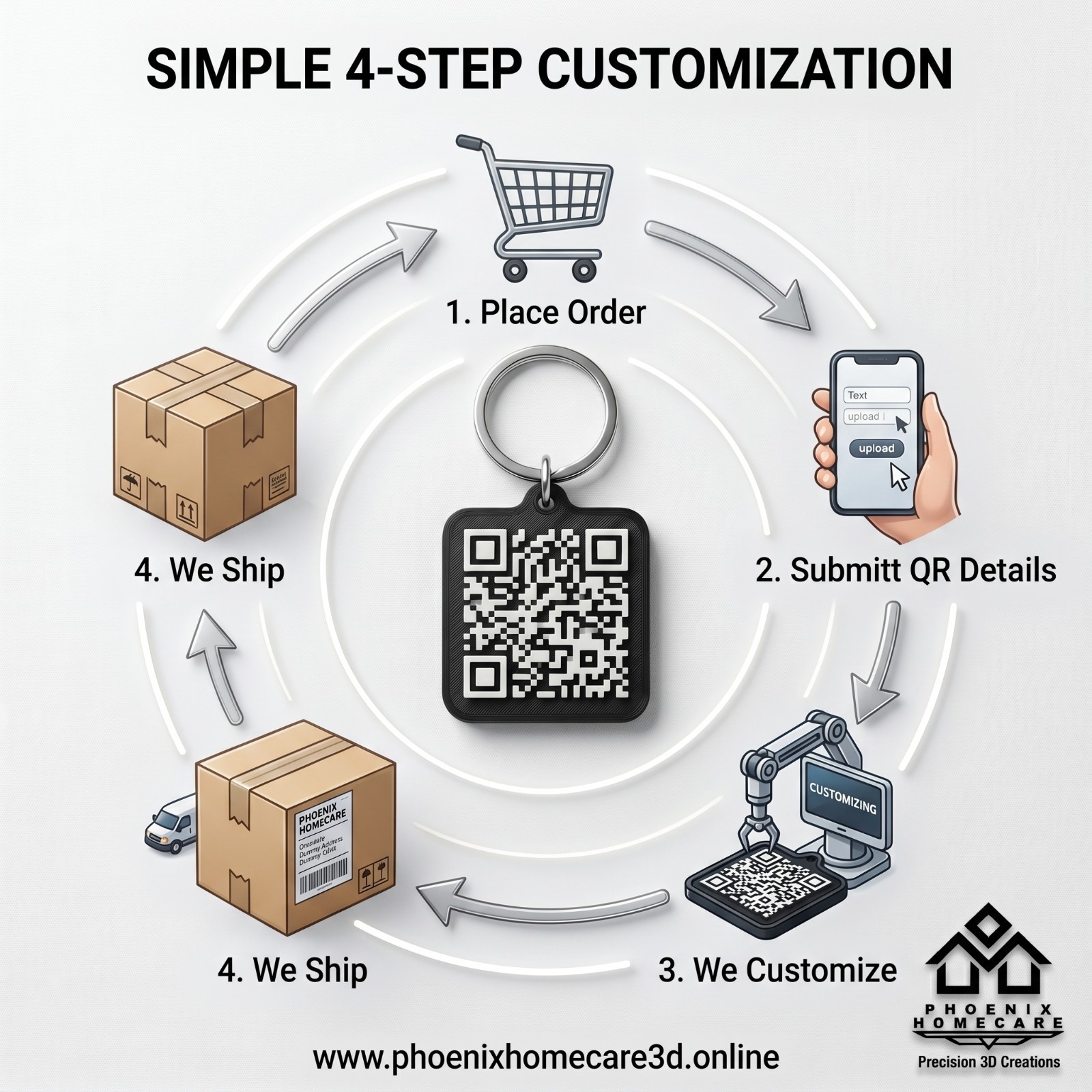 Custom QR Pet ID Tag Personalized Dog Cat Collar Tag Emergency Contact QR Code