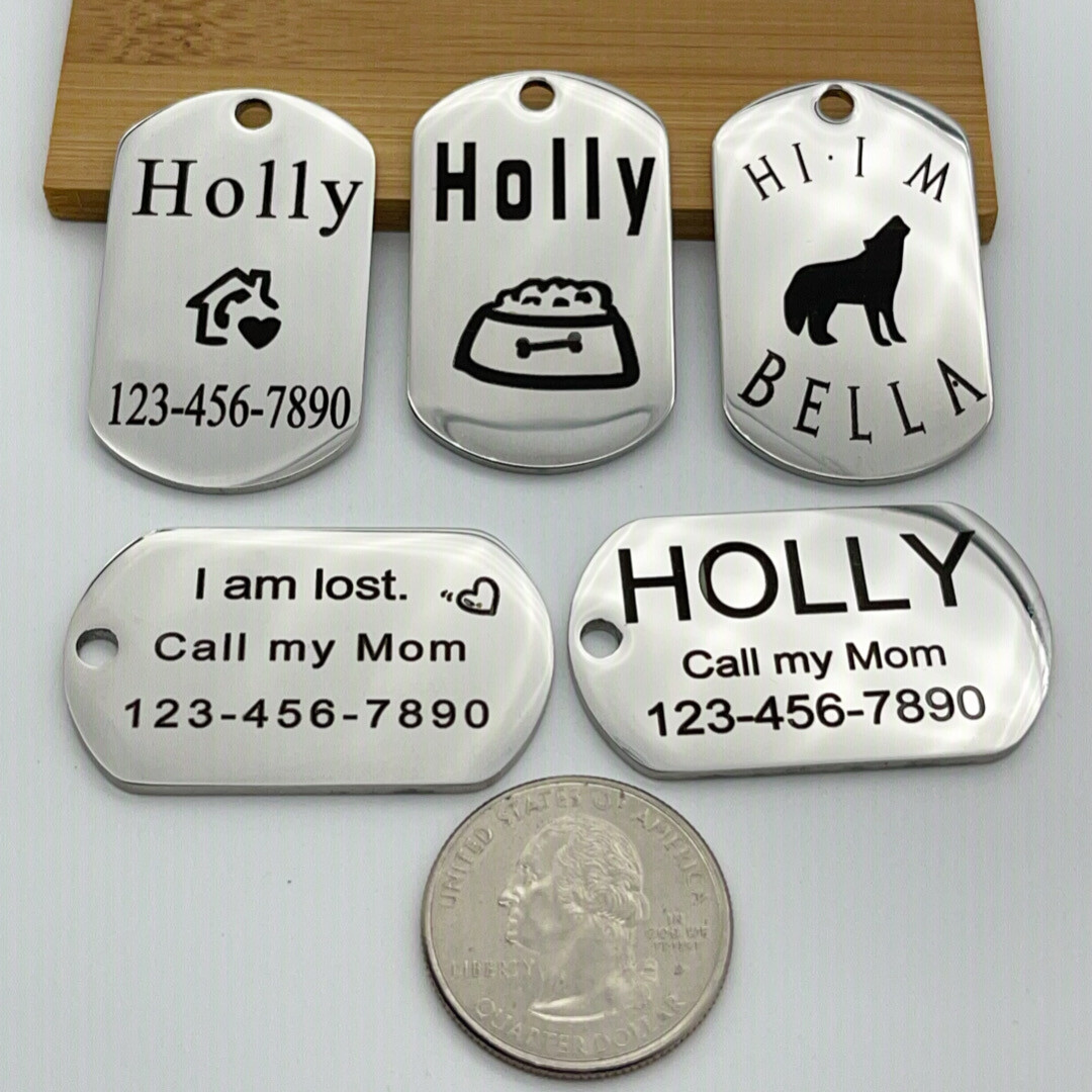Customized Dog Tags,Rectangle Stainless Steel Pet ID Tag Dog,Anti-Loss ID Tags