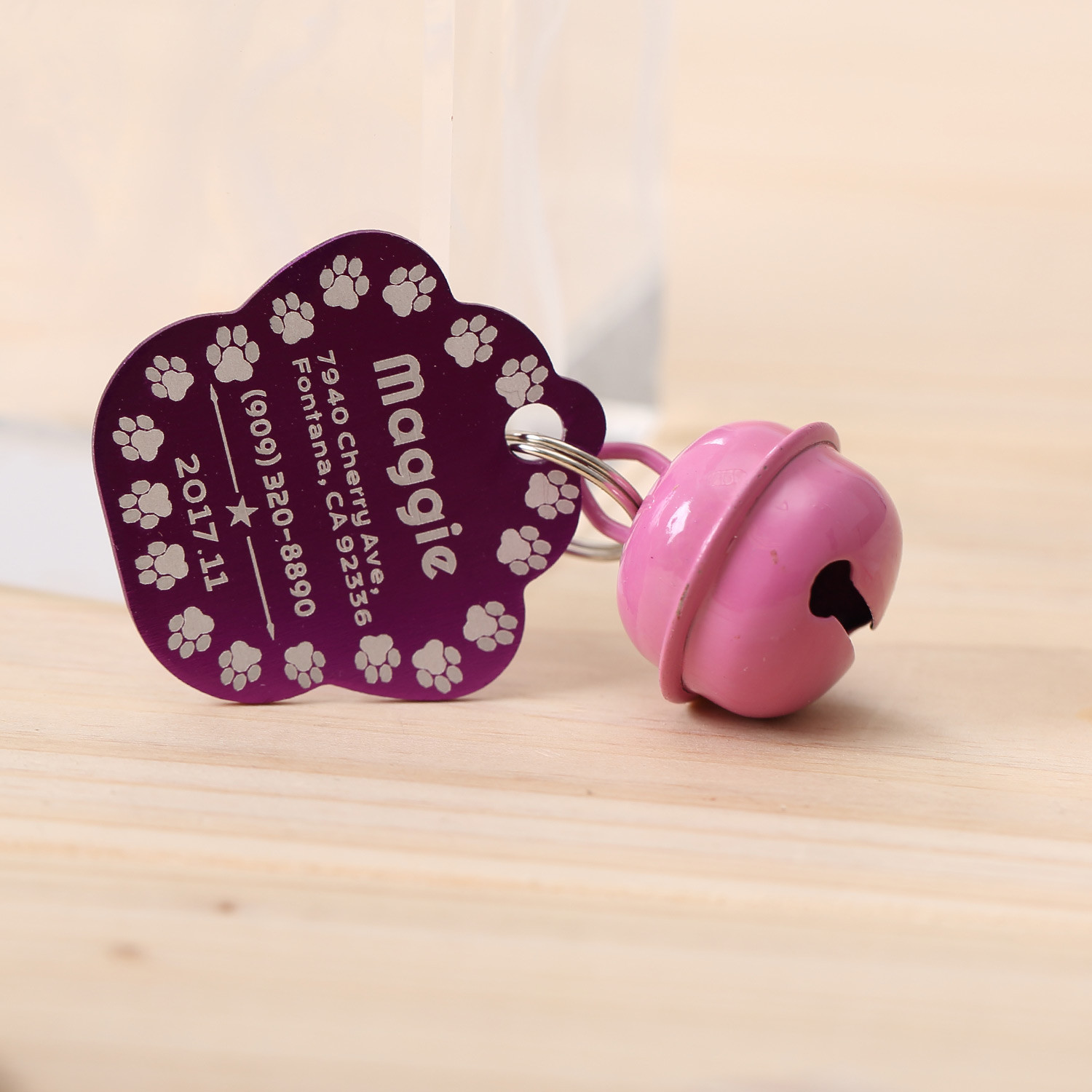 CUSTOM ENGRAVED PERSONALIZED PET TAG ID DOG CAT NAME TAGS WITH BELL ENGRAVED