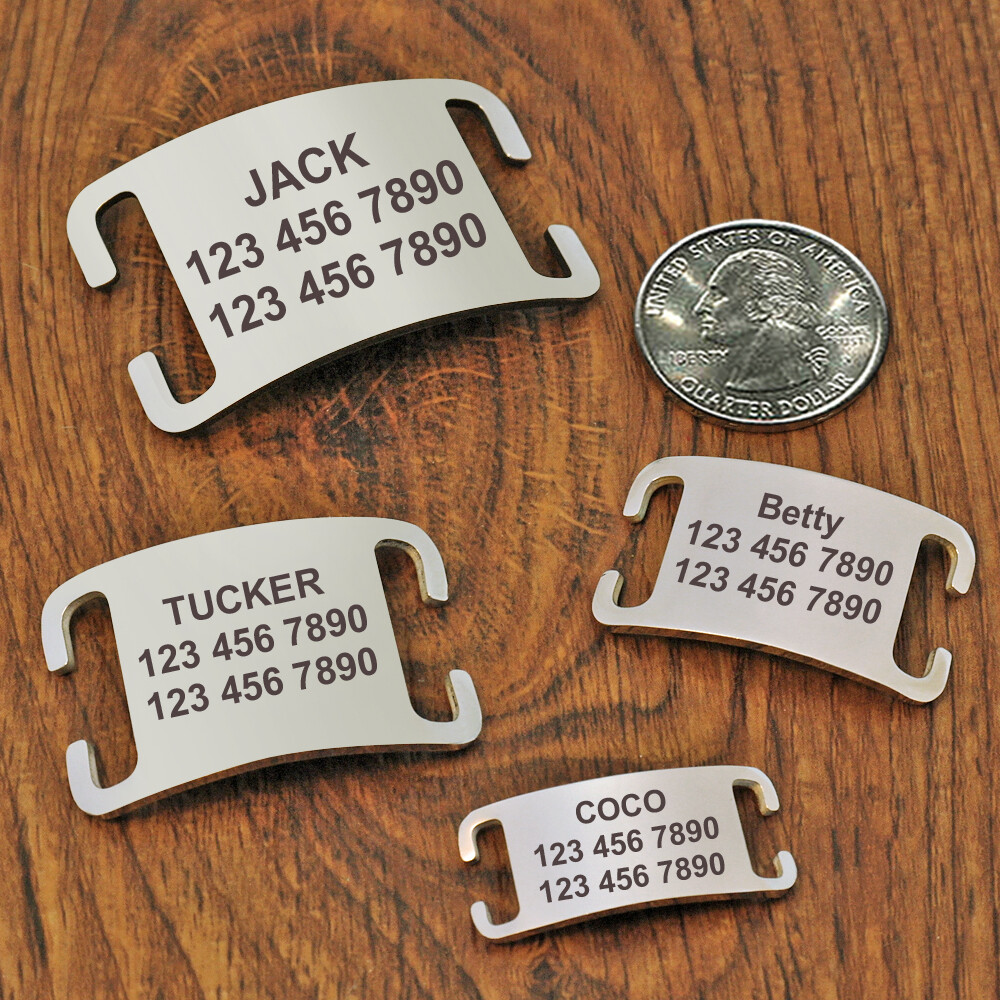20pcs Personalized Dog ID Tags Stainless Steel Custom Slide-on Name Tag No Noise