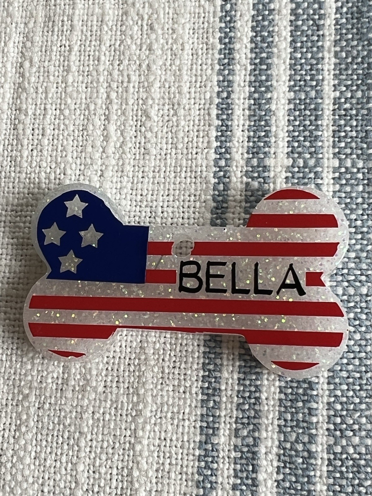 Red, white & Blue Personalized Dog Name Tag