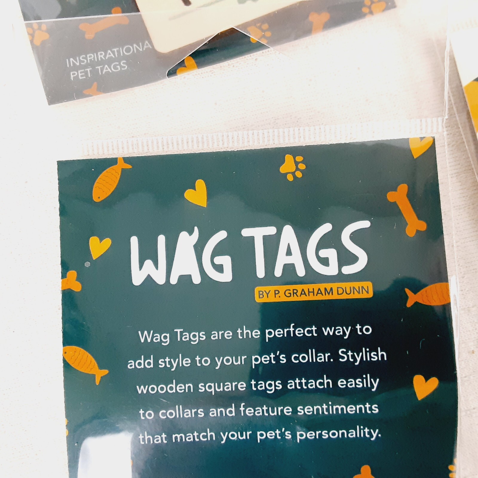 P Graham Dunn WAG TAGS Pet Collar Charms Wooden Square 1.5″ Assorted Lot of 4