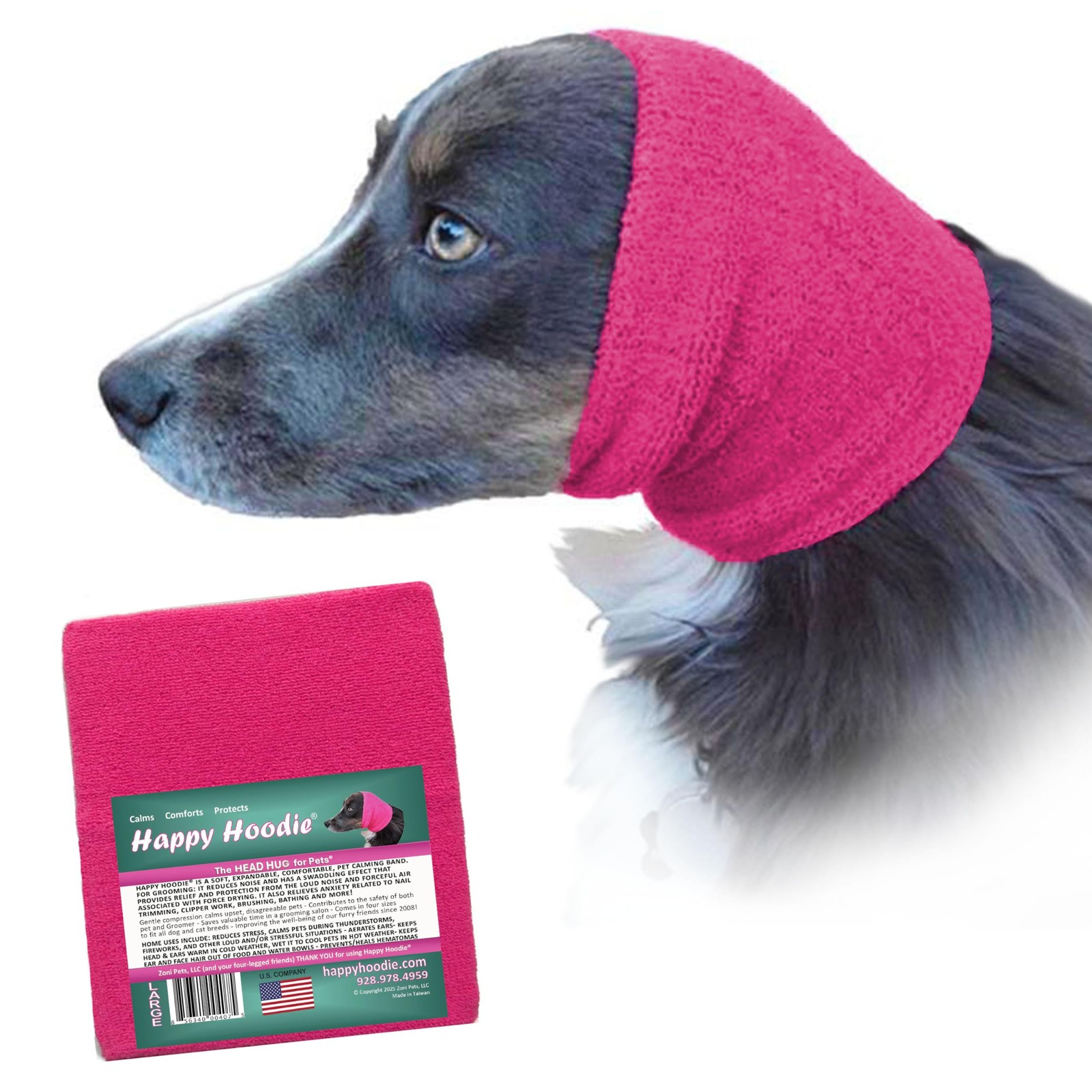 Happy Hoodie The Original Dog & Cat Calming Band – American Brand Large, Pink