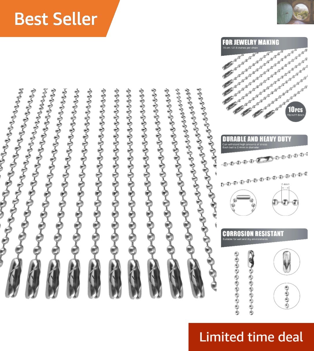 Sturdy 10 Pcs Dog Tag Chain Necklace, 27.6 Inches Long – Ideal for DIY Jewelry!