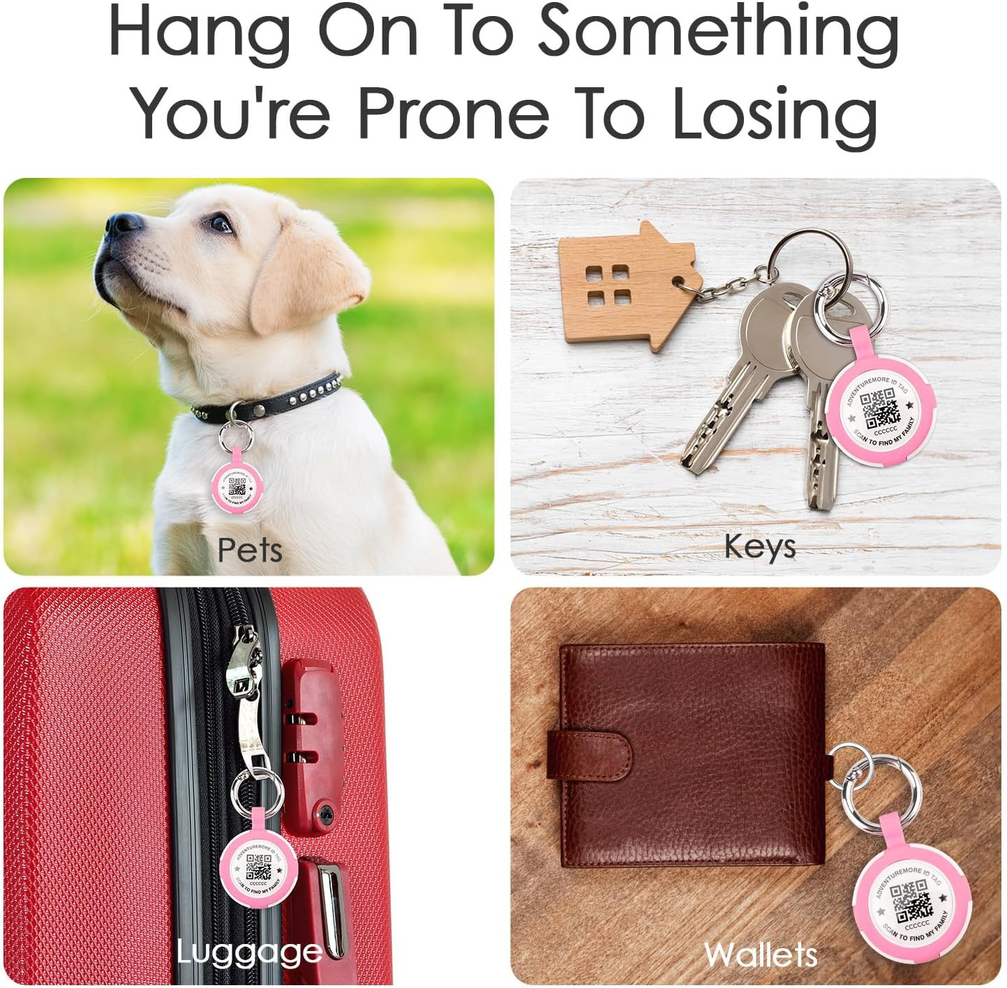 Tags Holder with QR Code Dog Tag, Tags Case with Anti-Lost O-Ring, Waterproof Du