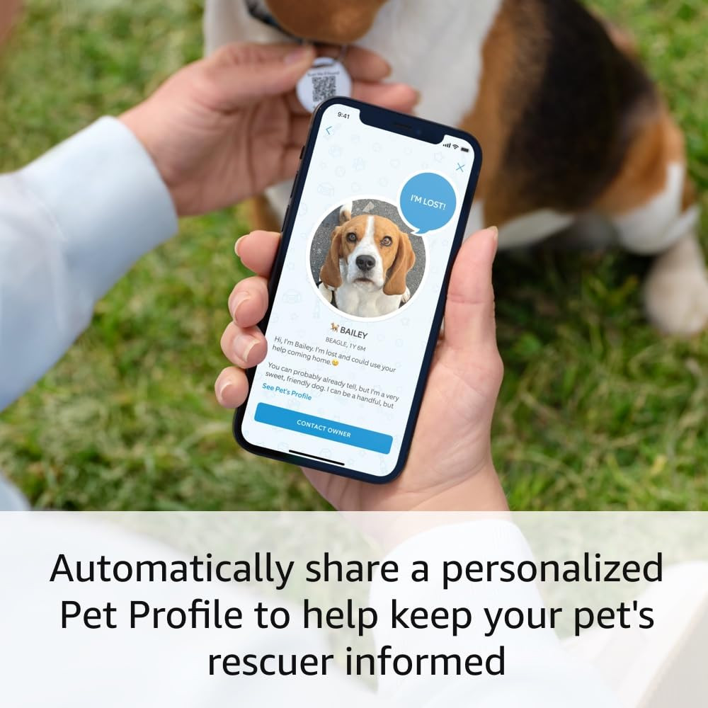 Ring Pet Tag Smart QR Code Dog Cat ID Tag Scan Alerts No Subscription Silver New