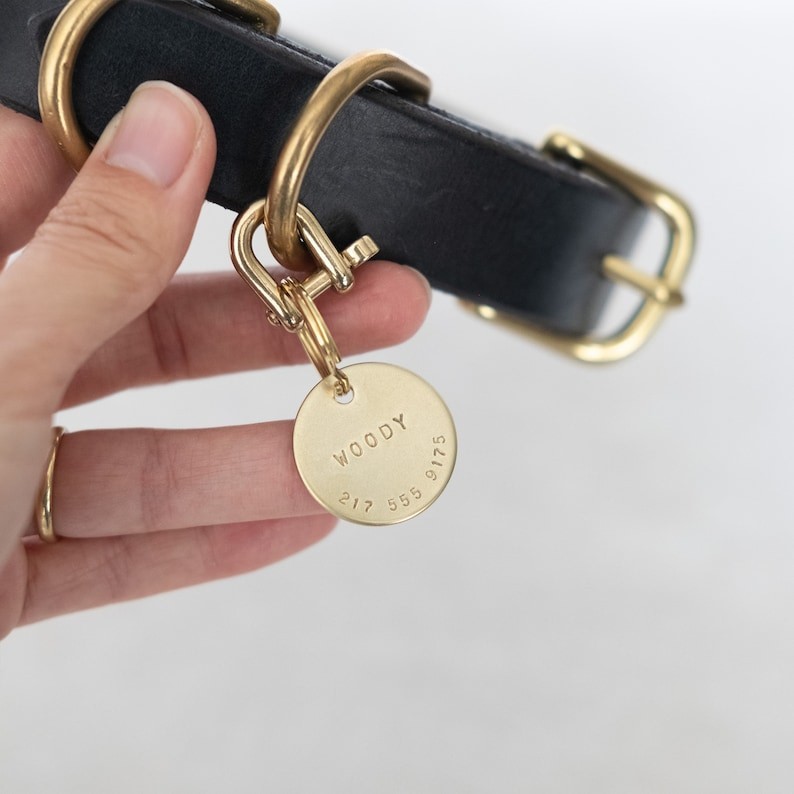WOODY: Hand Stamped Personalized Custom Pet ID Tags for Dogs and Cats in Solid