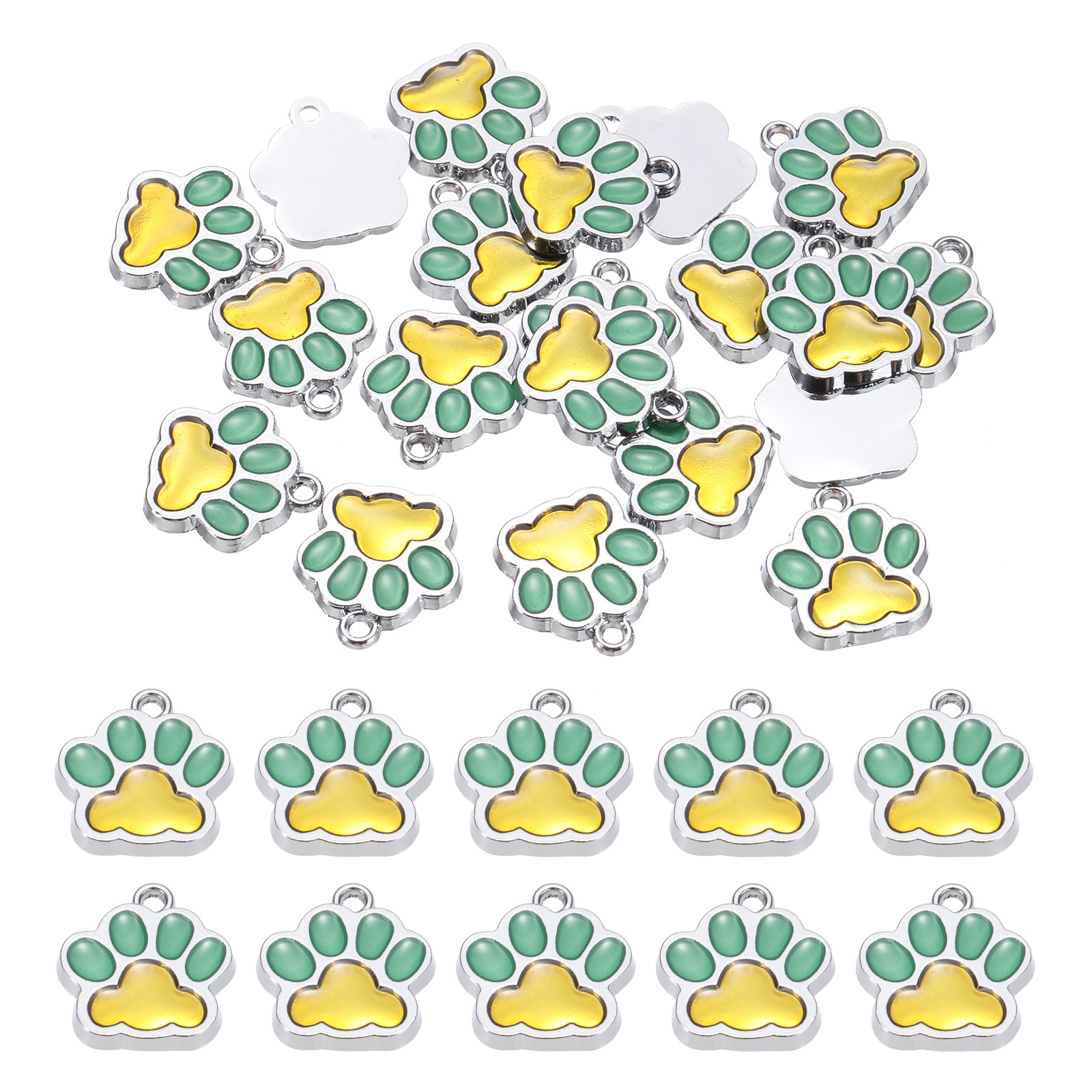 For Enamel Leg Print Charms, 20Pcs Alloy Enamel Pendants, Lake Blue/Gold Yellow