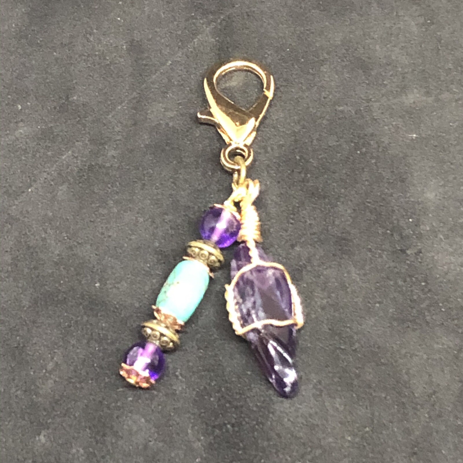 Amethyst & Turquoise Healing Pet Charm, Crystal Pet Charm, Protection Pet Charm,