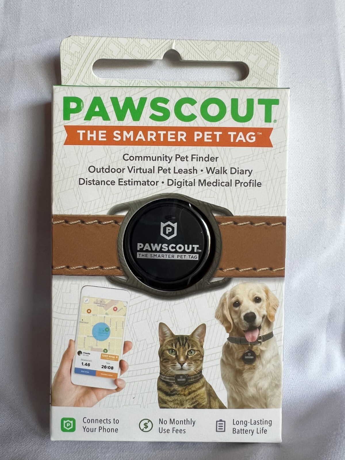 PAWSCOUT The Smarter Pet Tag Community Pet Finder Virtual Pet Leash BRAND NEW