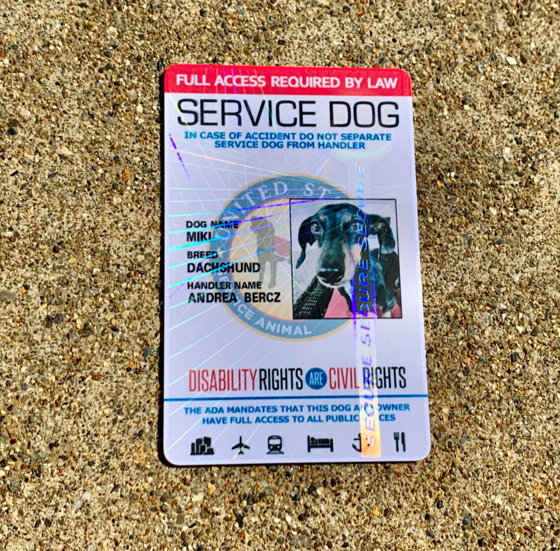 SERVICE DOG ID CARD WITH REGISTRATION – HOLOGRAPHIC