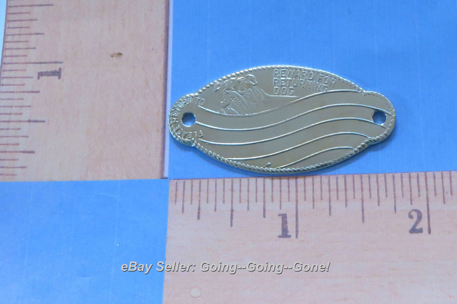 ANTIQUE DOG TAG DOG COLLAR CHARM ID TAG SHIELD SHAPE RETURN TO BRASS LATE 1800’s