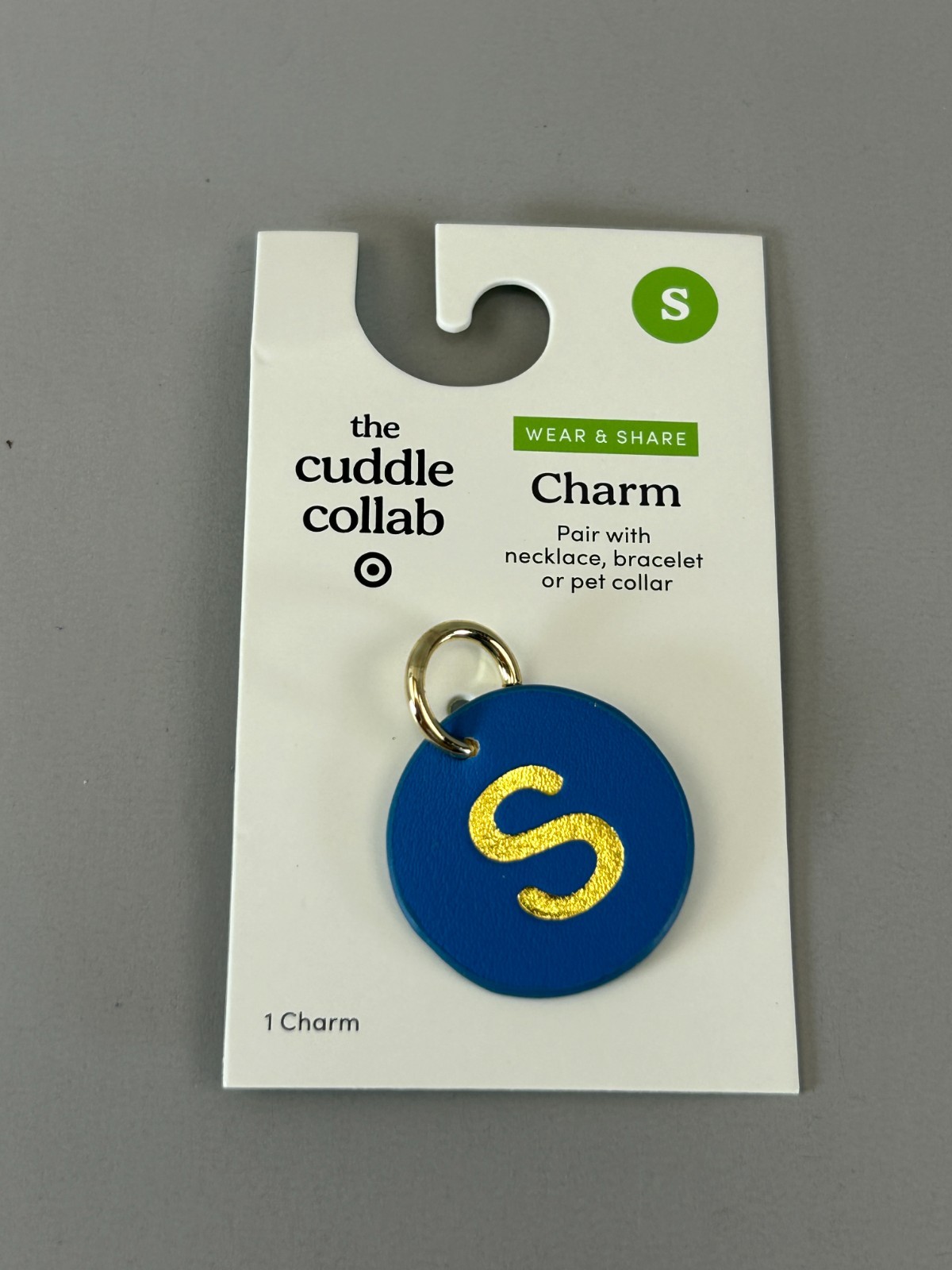 “S” Monogram The Cuddle Collab Wear Share Letter Charm Faux Leather Royal Blue