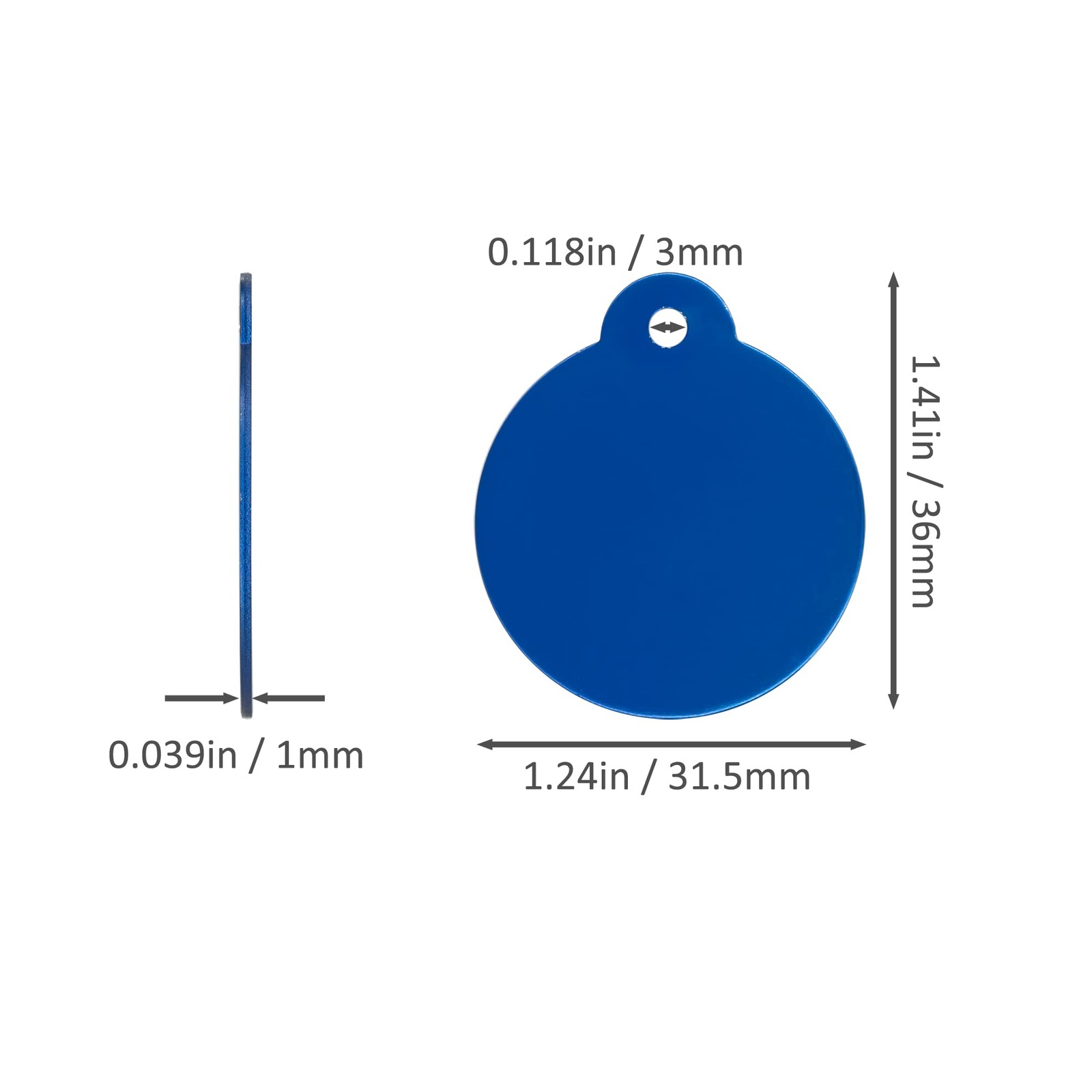 25 Pack 1.24 Inch Round Aluminum Laser Engraving Stamping Blanks Tags Blue