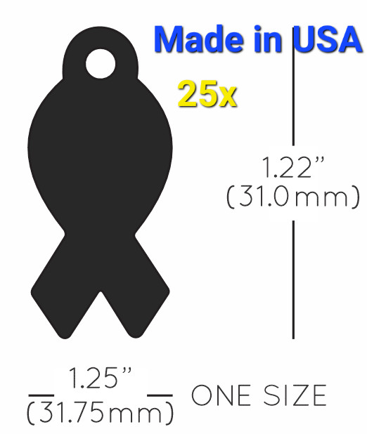 25x Anodized Aluminum Pet ID Tag Blank Ribbon Black Made in USA (Lead Free)