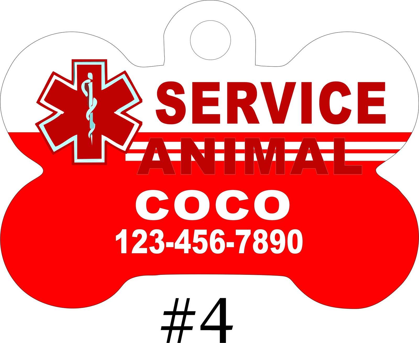 CUSTOM PERSONALIZED PET TAG ID DOG BONE Unique Tag SERVICE, PTSD, SEIZURE, MEDIC